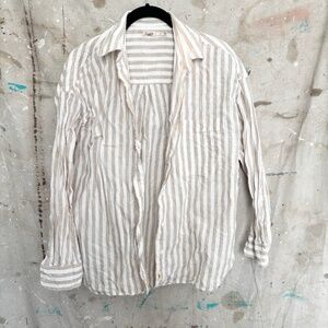 Faherty Laguna Linen Relaxed Button Down Stripe Shirt
